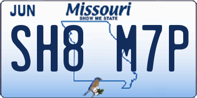 MO license plate SH8M7P