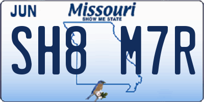 MO license plate SH8M7R