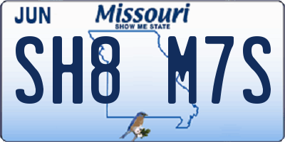 MO license plate SH8M7S