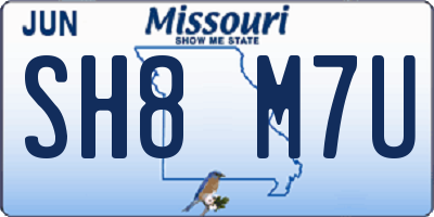 MO license plate SH8M7U