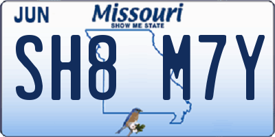 MO license plate SH8M7Y