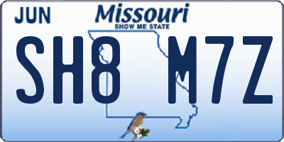 MO license plate SH8M7Z