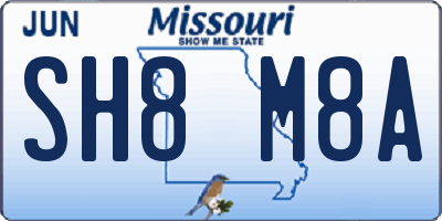 MO license plate SH8M8A