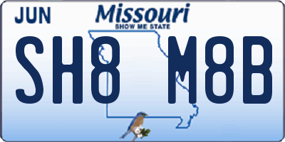 MO license plate SH8M8B