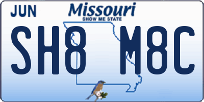 MO license plate SH8M8C