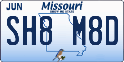 MO license plate SH8M8D