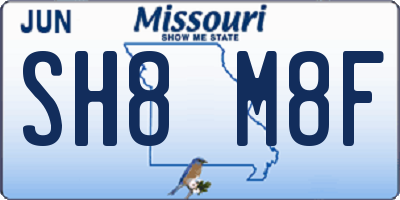 MO license plate SH8M8F