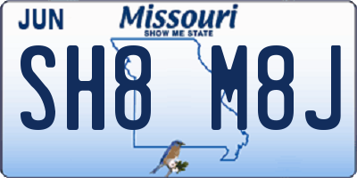 MO license plate SH8M8J
