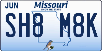 MO license plate SH8M8K