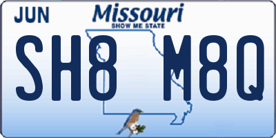 MO license plate SH8M8Q