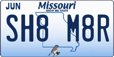 MO license plate SH8M8R