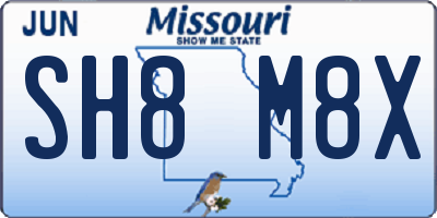 MO license plate SH8M8X