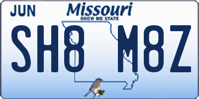 MO license plate SH8M8Z