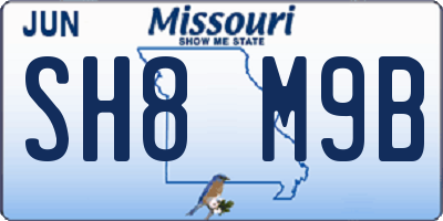 MO license plate SH8M9B