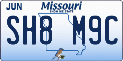 MO license plate SH8M9C