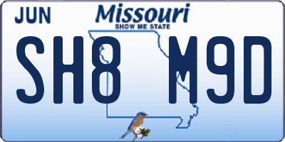 MO license plate SH8M9D