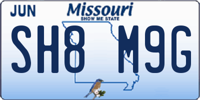 MO license plate SH8M9G