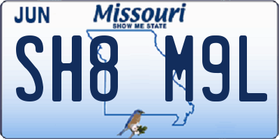 MO license plate SH8M9L