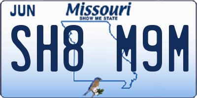 MO license plate SH8M9M