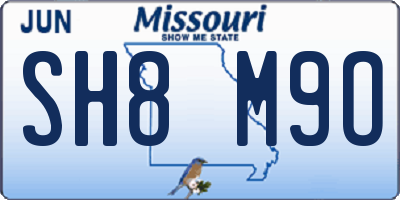 MO license plate SH8M9O
