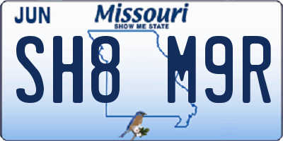 MO license plate SH8M9R