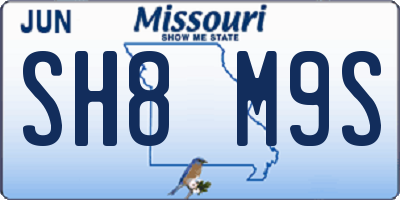 MO license plate SH8M9S