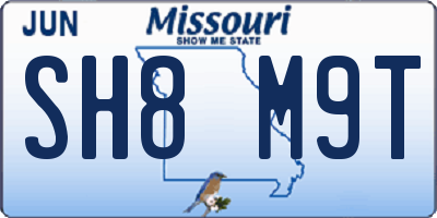 MO license plate SH8M9T
