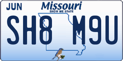 MO license plate SH8M9U