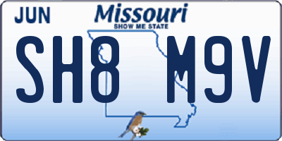 MO license plate SH8M9V