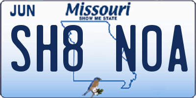 MO license plate SH8N0A