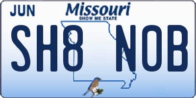MO license plate SH8N0B