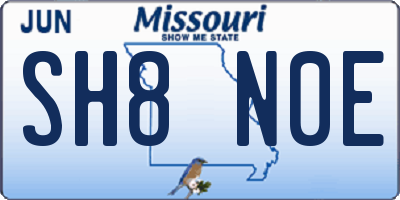 MO license plate SH8N0E