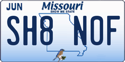 MO license plate SH8N0F