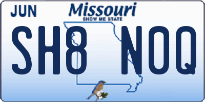 MO license plate SH8N0Q