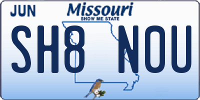 MO license plate SH8N0U