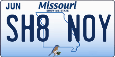 MO license plate SH8N0Y