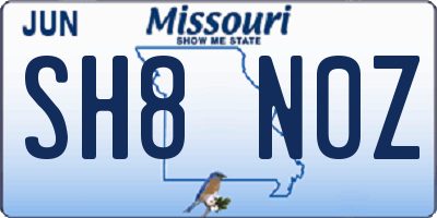 MO license plate SH8N0Z