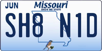 MO license plate SH8N1D