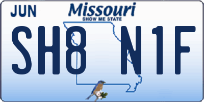MO license plate SH8N1F