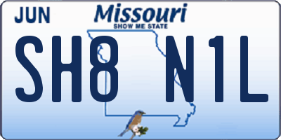 MO license plate SH8N1L