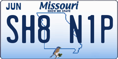 MO license plate SH8N1P
