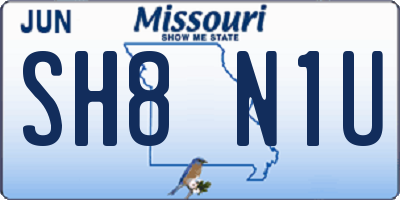 MO license plate SH8N1U