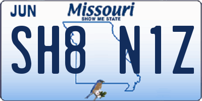 MO license plate SH8N1Z