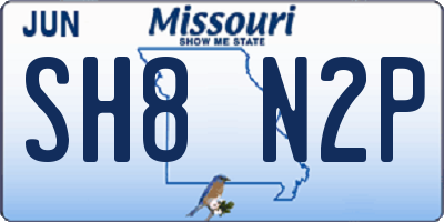 MO license plate SH8N2P
