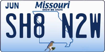 MO license plate SH8N2W