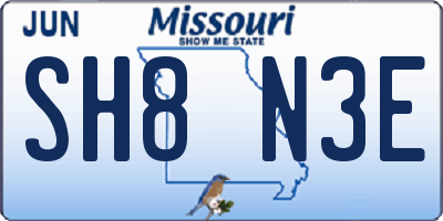 MO license plate SH8N3E