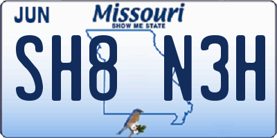 MO license plate SH8N3H