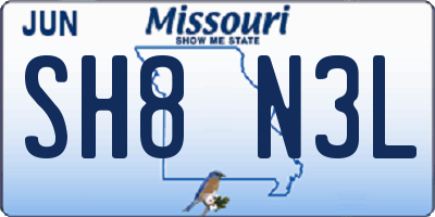 MO license plate SH8N3L