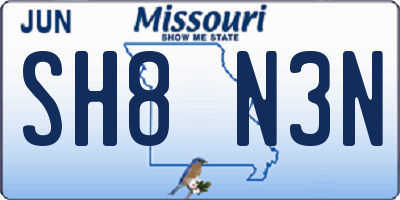 MO license plate SH8N3N