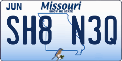 MO license plate SH8N3Q